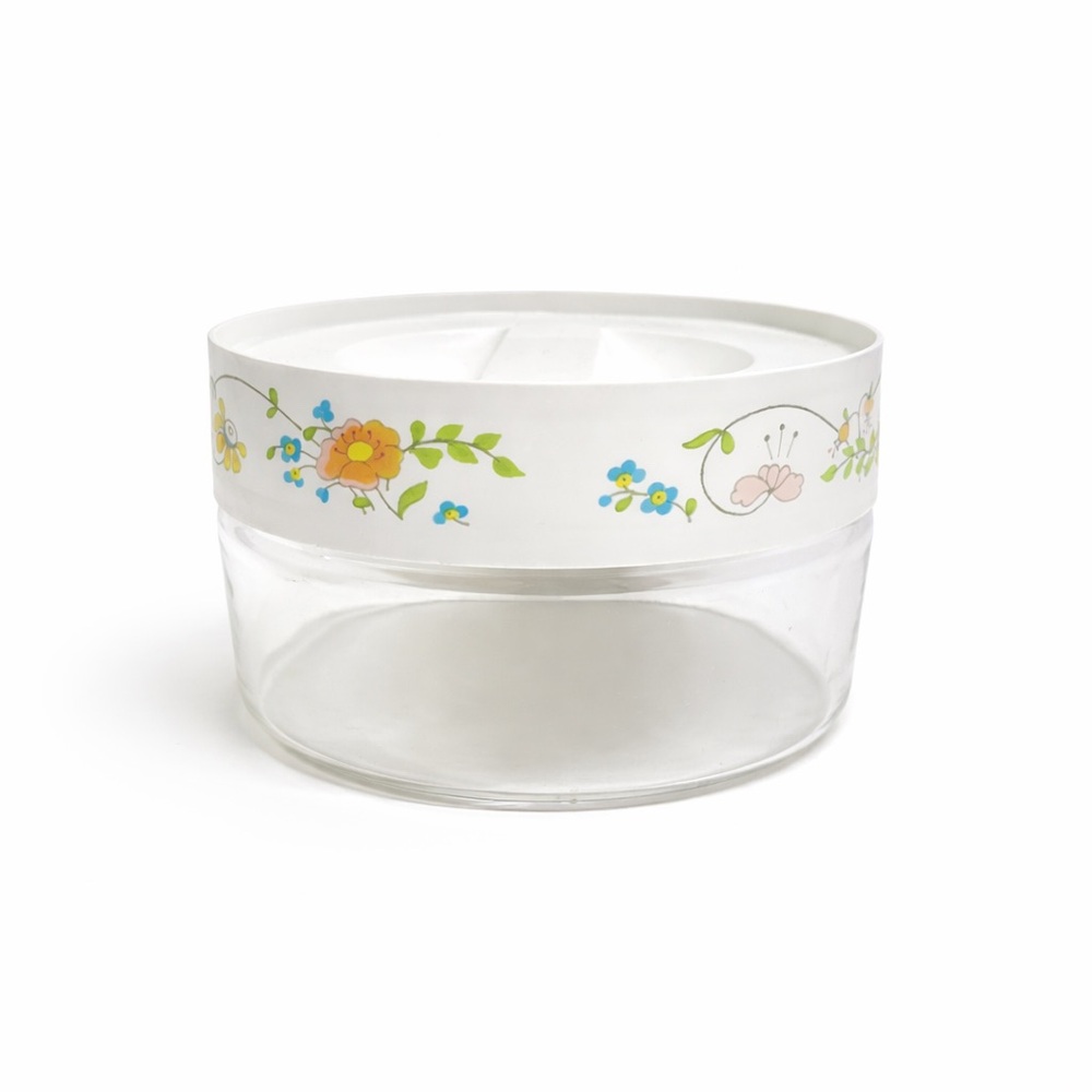 Vintage Pyrex 6x4 see and store Corning Glass 0224 Canister Storage Jar Lid